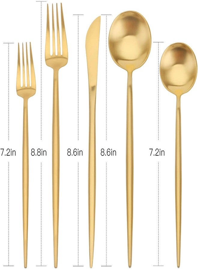 sharecook Matte Gold Silverware Set, SHARECOOK 30-Piece Stainless Steel Satin Finish Flatware Set Service for 6, Kitchen Utensil Set, Tableware Cutlery Set for Home and Restaurant… - Image 2