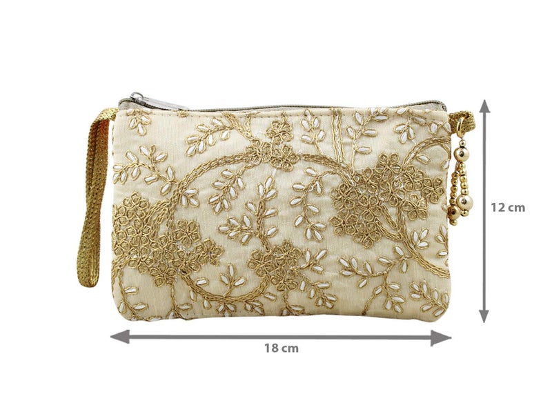 GoldGiftIdeas Traditional Vintage Embroidered Potli Purse for Women with Zipper, Potli Bags for Return Gifts, Pouches for Baby Shower Gifting (Set of 5) - Image 2