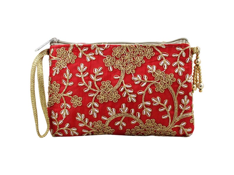 GoldGiftIdeas Traditional Vintage Embroidered Potli Purse for Women with Zipper, Potli Bags for Return Gifts, Pouches for Baby Shower Gifting (Set of 5) - Image 3