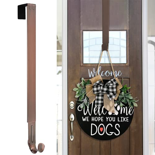 Myfolrena Wreath Hanger (Bronze-1 Pack) - Stainless Steel Adjustable Door Hanger for Front Door, 15-24inch, 20lb Weight Capacity - Image 1