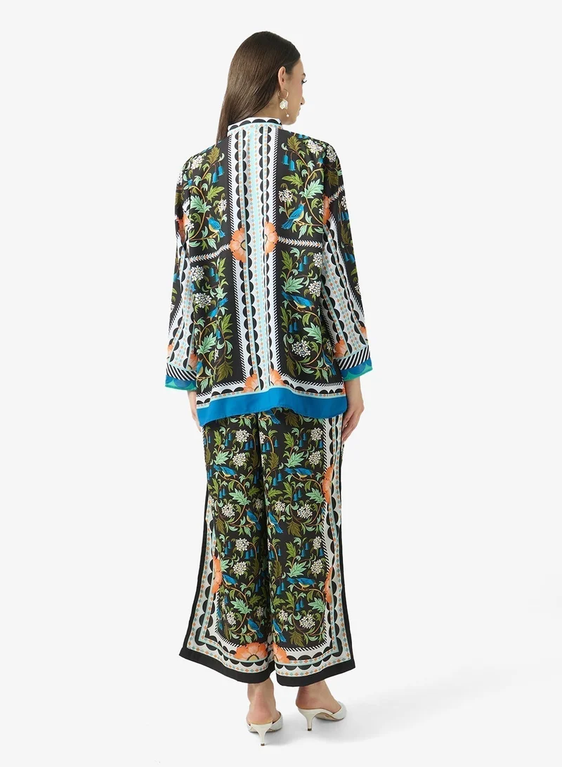 فايور Elegant Abstract Floral Print Matching Co-Ord Set