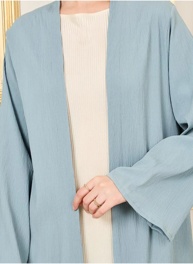 Styli Crepe Textured Open Front Abaya