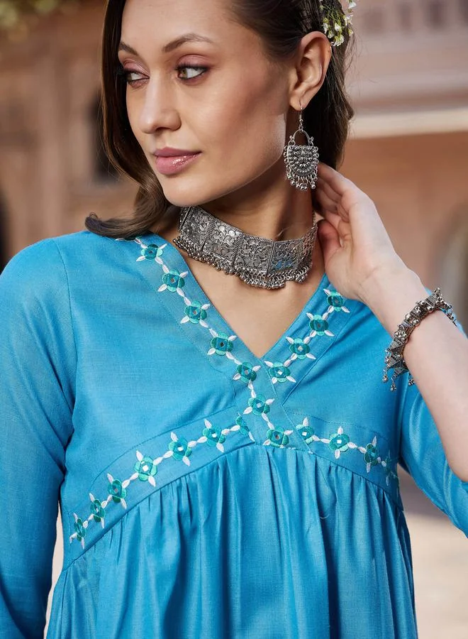 ساسافراس Embroidered Empire Dress
