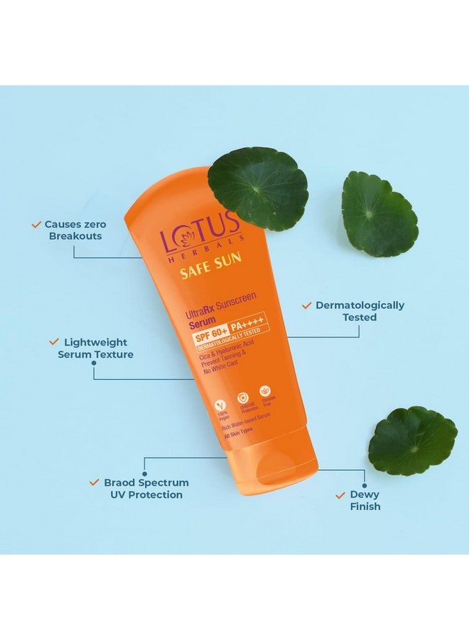 LOTUS HERBALS Ultrarx Sunscreen Serum Spf 60+ Pa++++ | No White Cast | No Breakouts | Cica & Hyaluronic | Dermatologically Tested | 75Gm  - Image 2