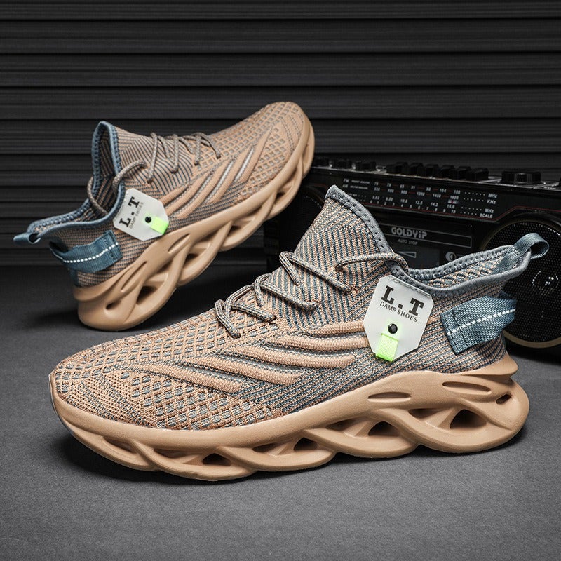 New Mens Lightweight Shoes, Non-Slip Soft Sole Breathable Shoes, Shock-Absorbing Casual Sports Shoes for Men, Cross-Border 48 Large Size Hot Models Khaki - Image 4