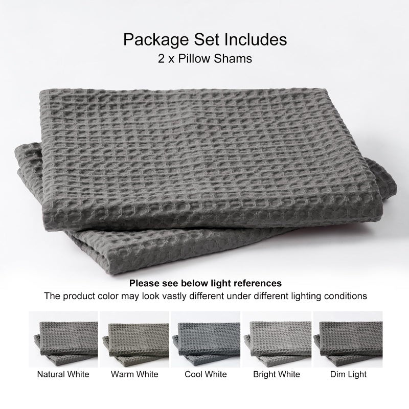 بي أتش إف PHF Ultra Soft Waffle Please Plowcases King Size 20 "× 36" "2 Pack No Insert treatbledly friendly friendly shams discorative waffle coes cover cover grey - Image 4