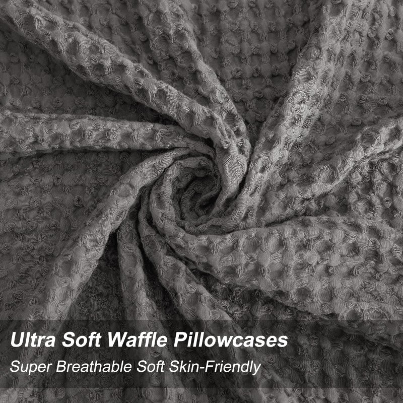 بي أتش إف PHF Ultra Soft Waffle Please Plowcases King Size 20 "× 36" "2 Pack No Insert treatbledly friendly friendly shams discorative waffle coes cover cover grey - Image 3