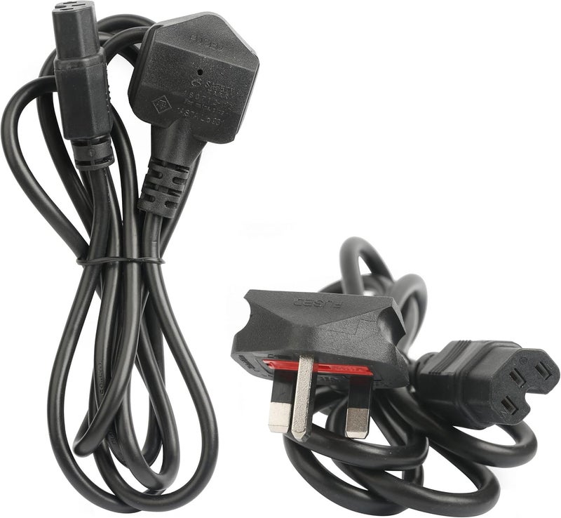 Terminator Power Cord Extension Cable with C15 Connector and 13A Fused Moulded Plug, 2 Meter Length - Image 1