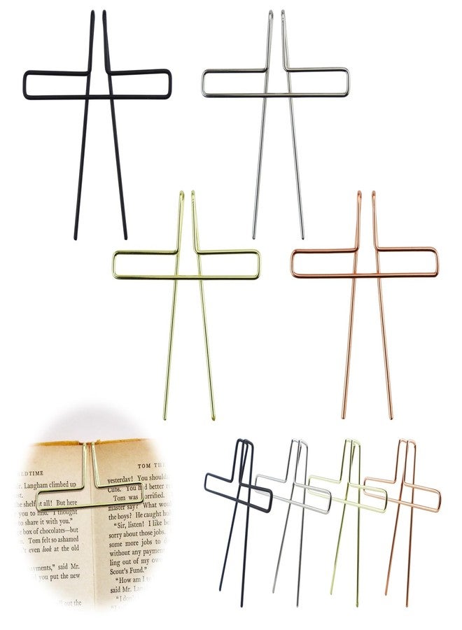 YETOOME Music Book Metal Clip Pack of 4 Book Page Holder for Reading, 4 Colors Book Opener Piano Sheet Book Accessories Portable Book Open Holder for Book Lovers (Rose Gold, Black, Gold, Silver) - Image 1