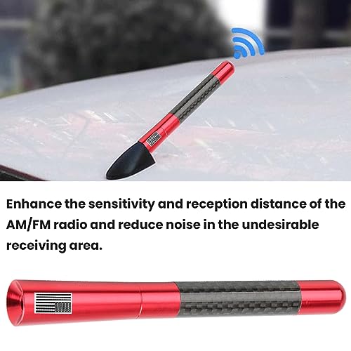 BESULEN Car Short Antenna, 4.7 Inch Carbon Fiber American Flag Aluminum Auto Radio Antenna for AM/FM Reception, Universal Replacement Car Antenna with 9 Adapters, 2 Screws, 2 Rubber Rings - Image 3