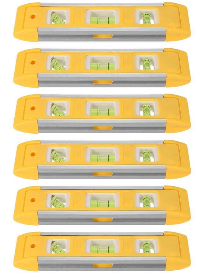 SEHOI 6 Pack 9 Inch Magnetic Torpedo Level with 45, 90, 180 Degree Bubbles, Plastic Shell Shock Resistant Torpedo Level, Yellow Spirit Level Measuring Tool - Image 1