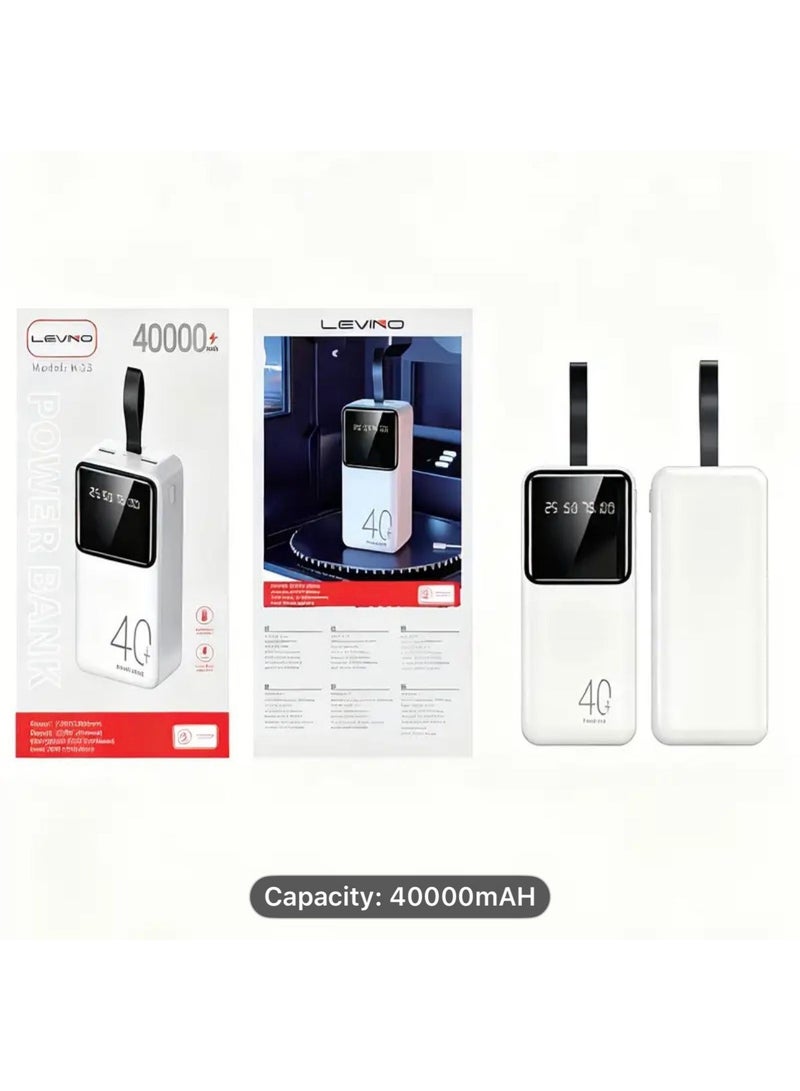 LEVINO 40000mAh Power Bank with LED Display Dual USB Output 5V 2A Fast Charging Model N23 Black - Image 4