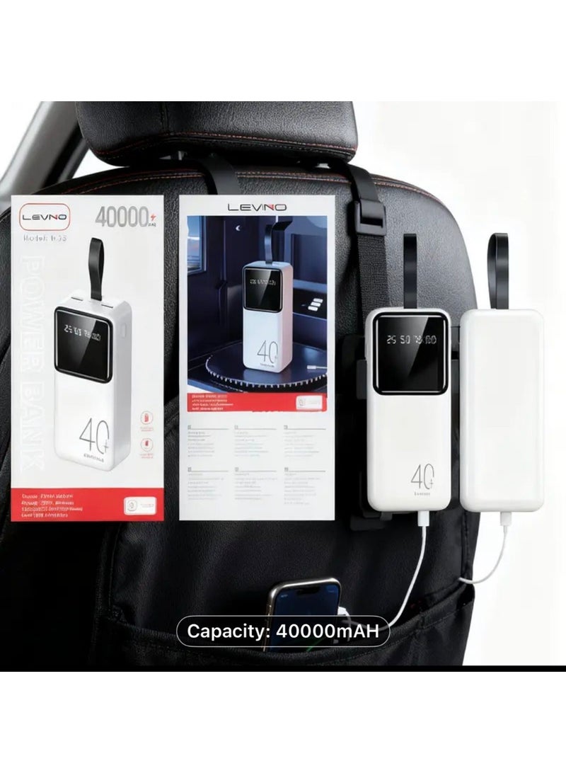 LEVINO 40000mAh Power Bank with LED Display Dual USB Output 5V 2A Fast Charging Model N23 Black - Image 5