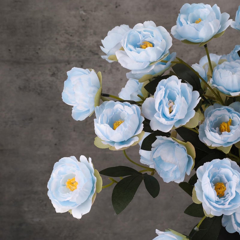 Craftsatin 6 Pack 32" Artificial Peonies Flowers for Vase(Vase Not Included)-6 Stems Faux Peony with 42 Silk Heads, Fake Long Stem Flowers for DIY Bouquets Wedding Centerpieces Home Decor(Light Blue) - Image 2