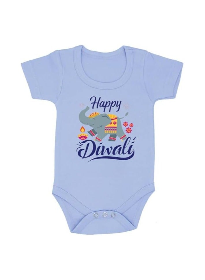 PRINTSHOP4ME Diwali Baby Romper For Celebration–Soft Cotton Half Sleeve Bodysuits For Newborns,Infants And Toddlers–Unisex Baby Onesies For Boys And Girls  - Image 1