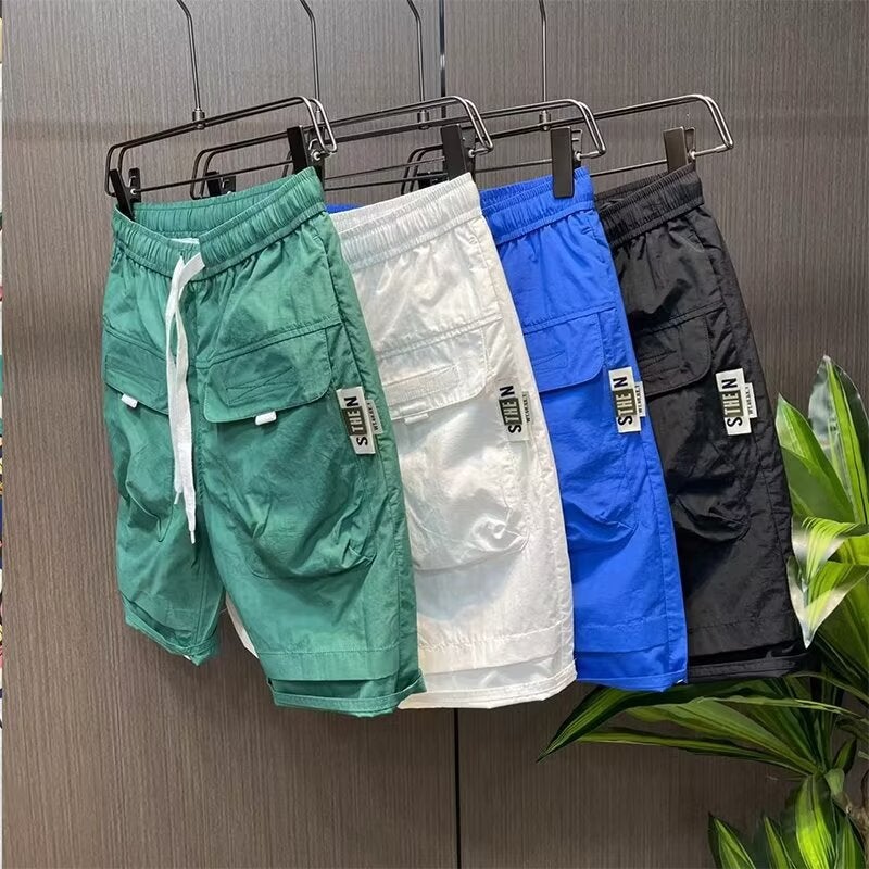Men's Shorts Summer Thin American Style Large Pocket Workwear Casual Pants Trendy All-match Ice Silk Quick-drying Pants for Men - Image 5