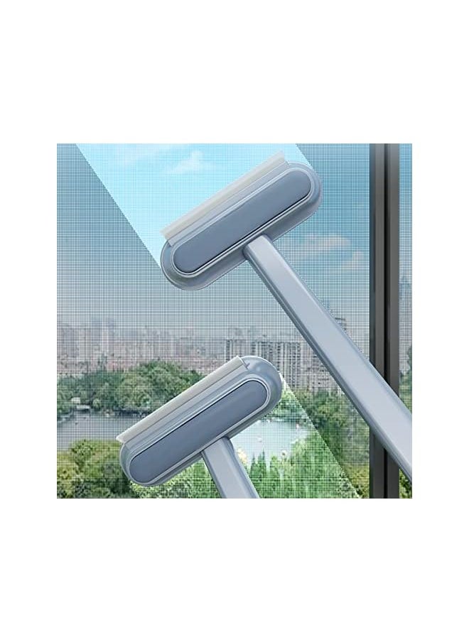 ECVV - Multifunctional Window Screen Cleaning Brush with Long Handle Household Portable Glass Cleaner Tool Wet and Dry Dual-Use Screen Door Mesh Brush - Image 1