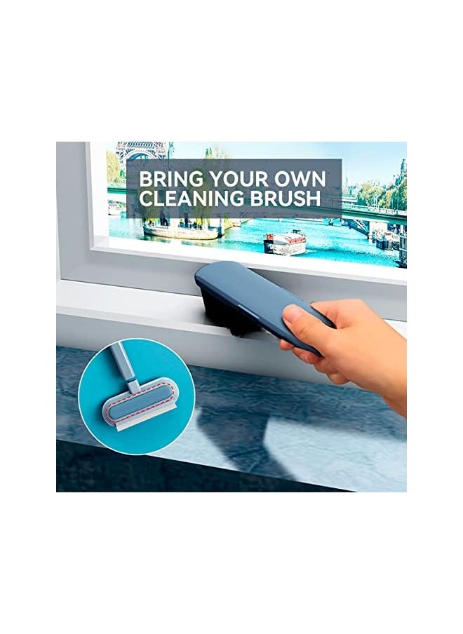 ECVV - Multifunctional Window Screen Cleaning Brush with Long Handle Household Portable Glass Cleaner Tool Wet and Dry Dual-Use Screen Door Mesh Brush - Image 1