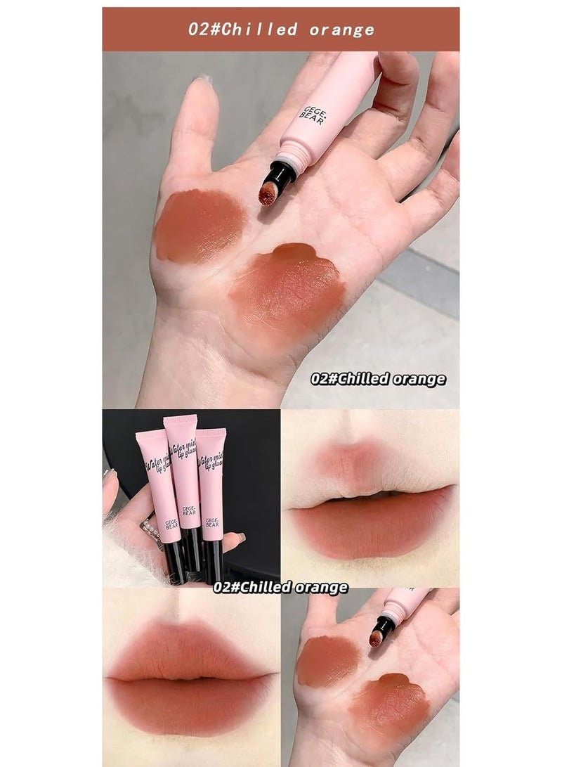 Gege Bear Mist Lip Glaze | Non-Sticky & Long-Wear Lip Tint | Soft Matte Liquid Lipstick | Shades from Nude to Red Wine | Lips Moisturizer with Color Payoff | Hydrating, Weightless Texture | Lip Gloss For Girls & Women (02# Chilled Orange, 10g) - Image 3