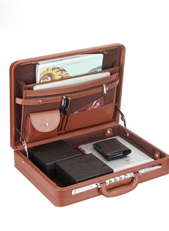 Freegallops Attache Briefcase Leather Look Pu Business Bag Expanding Executive Case Brown  - Image 2
