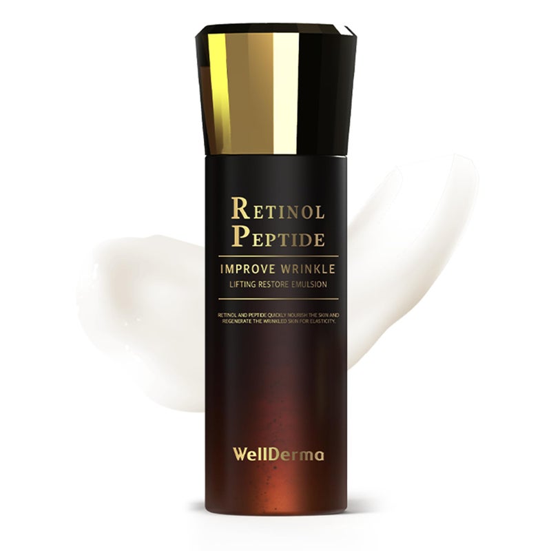 WELLDERMA Retinol Peptide Restore Emulsion, 120mL / 4.06 fl.oz â€“ Lightweight Hydrating Face Lotion with Collagen & Niacinamide - Image 1