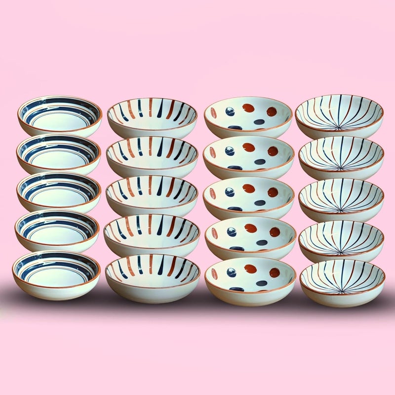 aDai Ceramic Sauce Seasoning Chutney Sushi Soy Dipping Bowl Appetizer Plates Mini Side Serving Dish Set Ideal for Home Kitchen Restaurant Gifting Set of 20 - Image 1