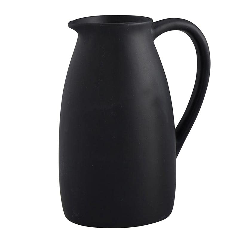 47th & Main 47th & Main Ceramic Creamer Pitcher with Handle, 4" Dia x 7"H, Black 