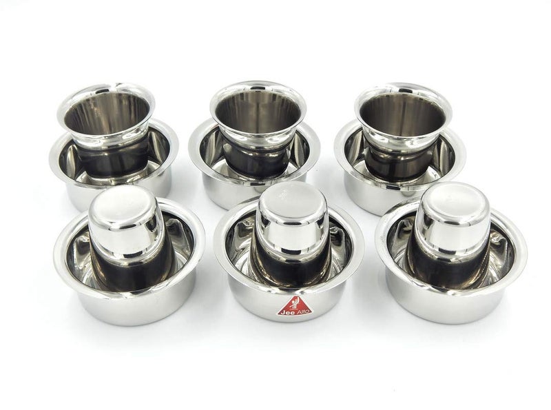 JEE ALTO Aroma Stainless Steel Coffee GlassTumbler with Dabara Set of 6 110 mlGlass110mlDabra - Image 1
