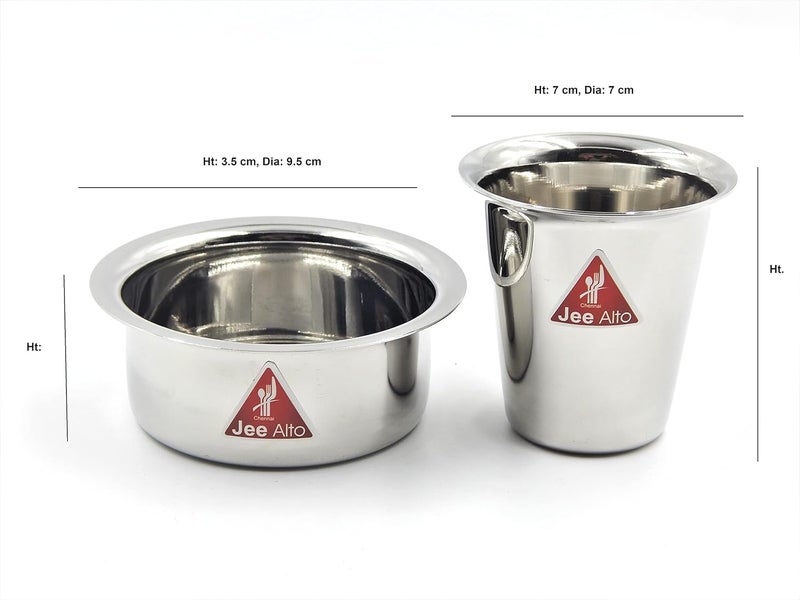 JEE ALTO Aroma Stainless Steel Coffee GlassTumbler with Dabara Set of 6 110 mlGlass110mlDabra - Image 4