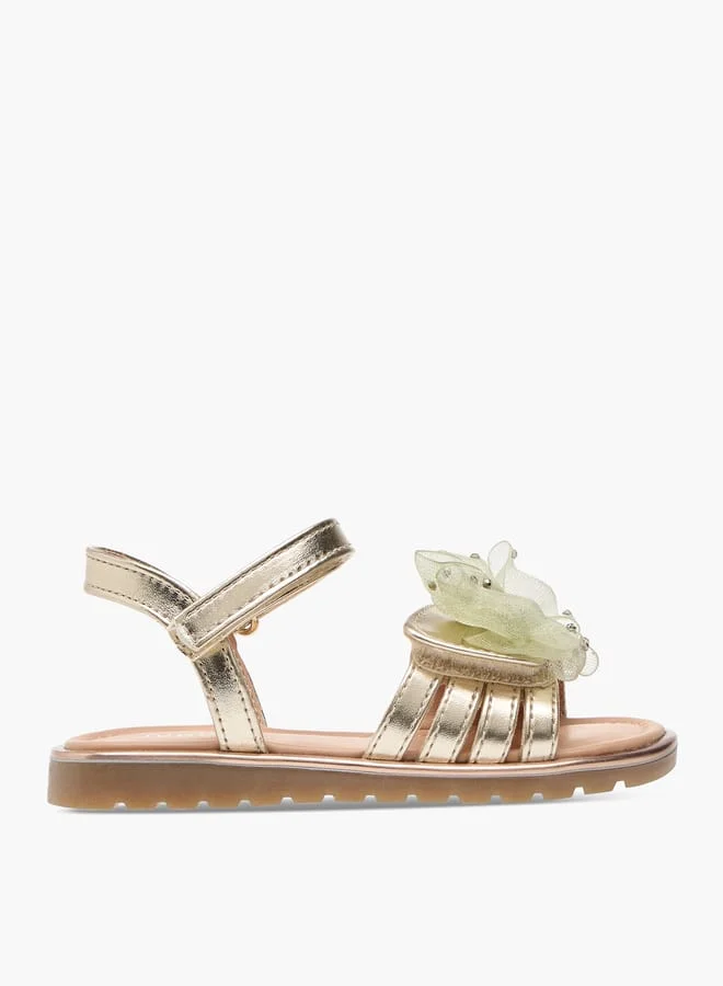 جونيورز صنادل بناتي مزينة بفيونكة مع إغلاق لاصق - تشكيلة رمضان