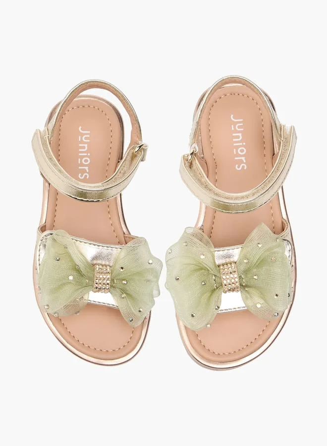 جونيورز صنادل بناتي مزينة بفيونكة مع إغلاق لاصق - تشكيلة رمضان