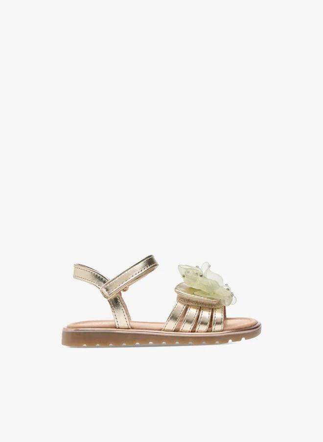 JUNIORS Girls Embellished Bow Applique Sandals With Hook And Loop Closure Ramadan Collection