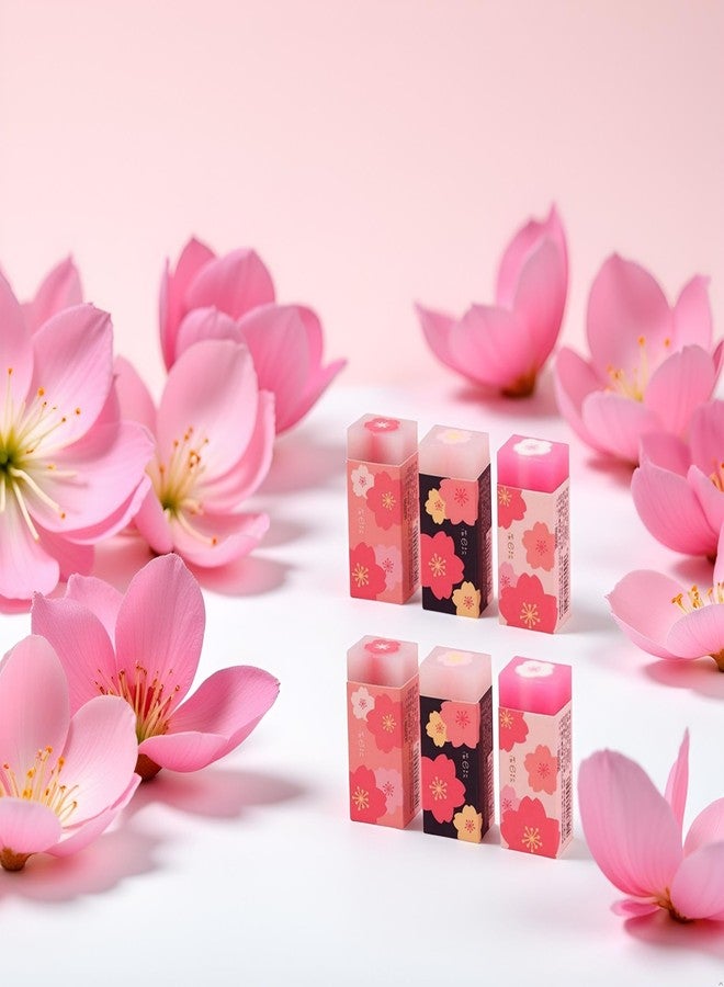 WaigN 6Pcs Pink Lovely Cherry Blossoms Rubber Erasers, Petal Sketch Painting Pencil Correction Tool, School Office Stationery Supply Standard Pencil Erasers, Erasers and Correction Products - Image 4