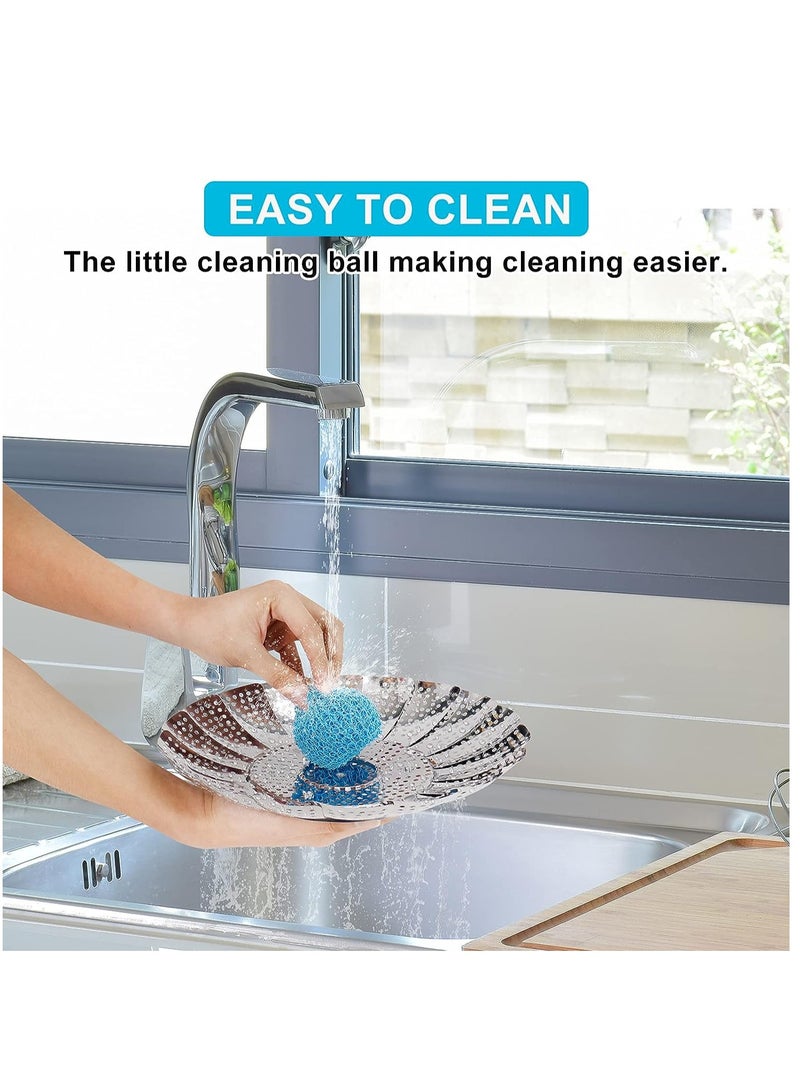 رف قدر بخاري، سلة بخار من الفولاذ المقاوم للصدأ مع مقبض قابل للإزالة، سلة بخار قابلة للطي تناسب مختلف الأواني والمقالي (19.5 × 19.5 سم) - Image 5