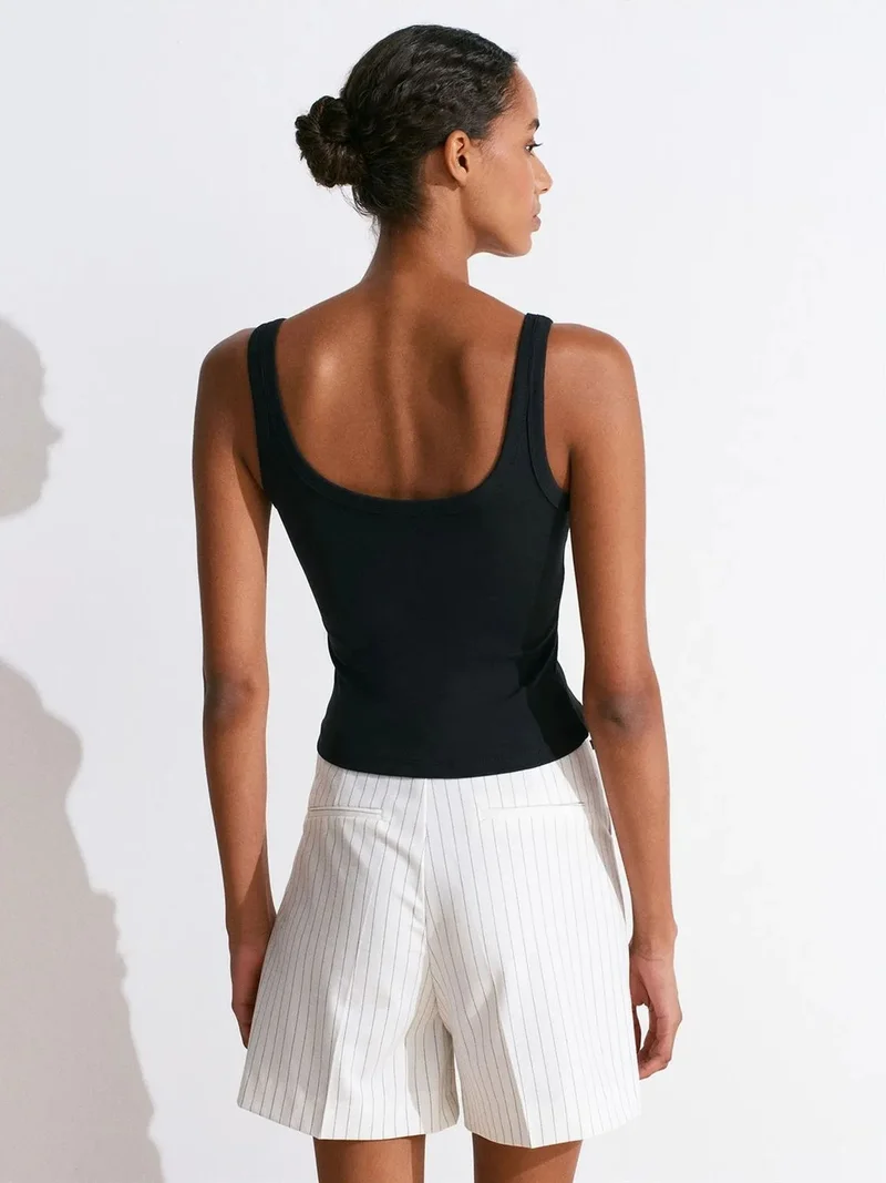 ديلفين Dilvin Ribbed Crop Cami Blouse