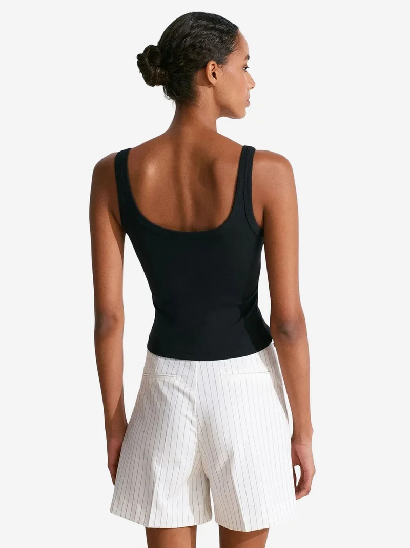 ديلفين DILVIN Ribbed Crop Cami Blouse