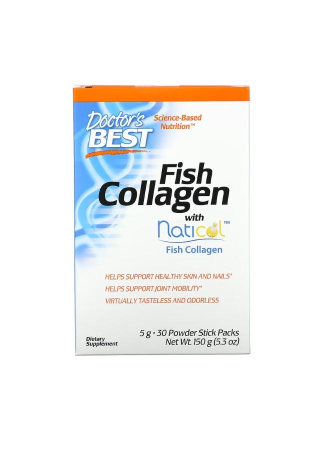 دكتورز بست Fish Collagen with Naticol 5 g 30 Powder Stick Packs - Image 1
