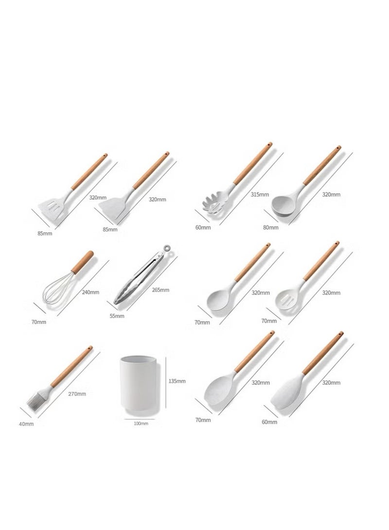 JAJEEK 11-Piece Silicone Non-Stick Cooking Utensil Set with Wooden Handles – Heat-Resistant, Non-Scratch Design, Perfect for Non-Stick Cookware, Ergonomically Designed for Comfort - Image 4