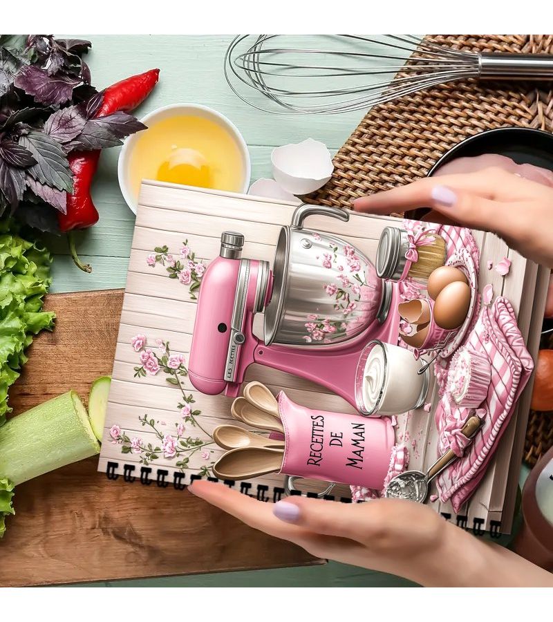 1 French Recipe Book for Baking Lovers Vintage Theme Pink Stand Mixer And Retro Kitchen Tool Patterns A5 Size Spiral Notebook Language Notebook Suitable For Baking Journal Meal Planner Recipe Notebook 1pc - Image 5