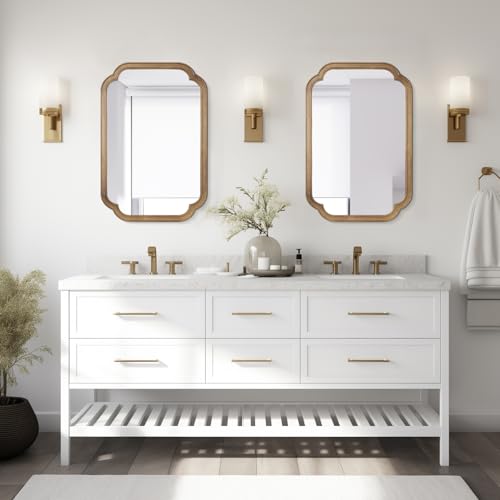 WallBeyond 20 x 30 Rounded Corner Arch Wall Mirror with Wood Frame for Entryway Living Room or Bedroom Home Decor Light Woodgrain HoneyColored - Image 3