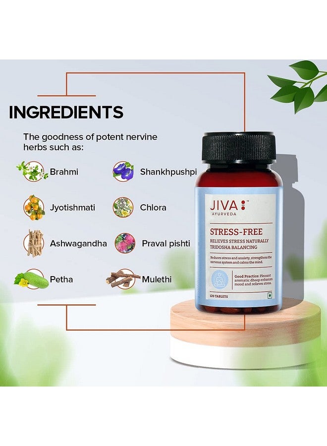 Jiva Stress-Free Tablets | 100% Ayurvedic Non-Habit Forming Formulation | Relieves Anxiety And Stress | Promotes Sound Sleep- 120 Tablets (Pack Of 1) - Image 5