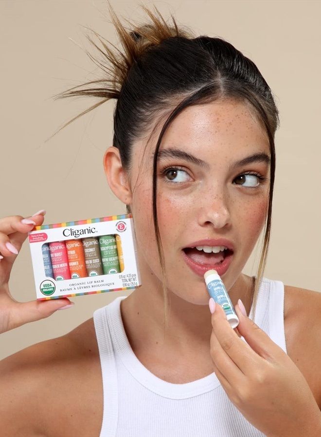 Cliganic USDA Organic Lip Balm Set - 6 Flavors - 100% Natural Moisturizer for Cracked & Dry Lips  - Image 2