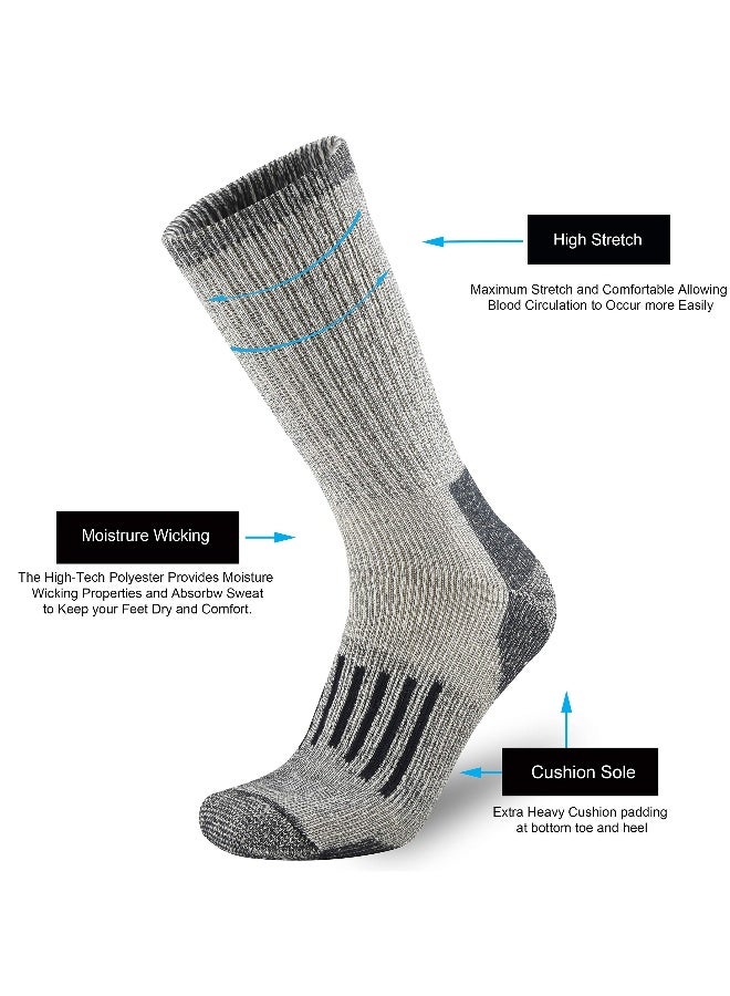 4 Pairs of Merino Wool Socks, Merino Warm Socks for Men and Women, Breathable Warm Wool Cushion Crew Socks, Middle Length Moisture Wicking Wool Socks for Hiking, Running, Skiing - Image 4