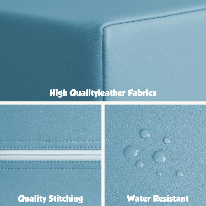 TODIBY 6-Piece Soft PU Leather Toddlers Climbing Toys, Baby Foam Climbing Blocks for Toddlers 3, Foam Play Gym Climbing Structures, Indoor Climb and Crawl Activity Play Set (Light Blue and Green) - Image 4