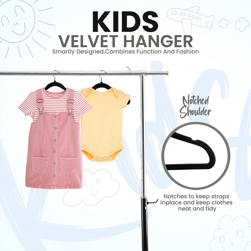Utopia Home Kids Hangers Velvet (20 Pack) - 11 Inch Durable Baby Hangers for Closet - Perfect Toddler Hangers Non Slip for Everyday Use (Black) - Image 4