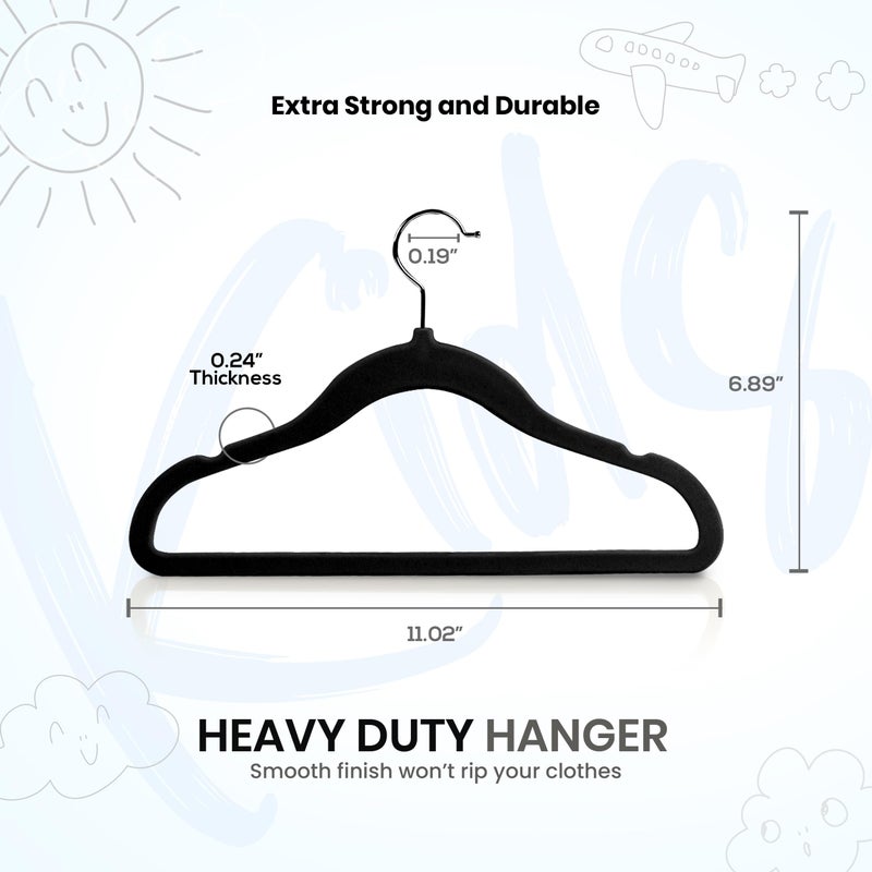 Utopia Home Kids Hangers Velvet (20 Pack) - 11 Inch Durable Baby Hangers for Closet - Perfect Toddler Hangers Non Slip for Everyday Use (Black) - Image 2