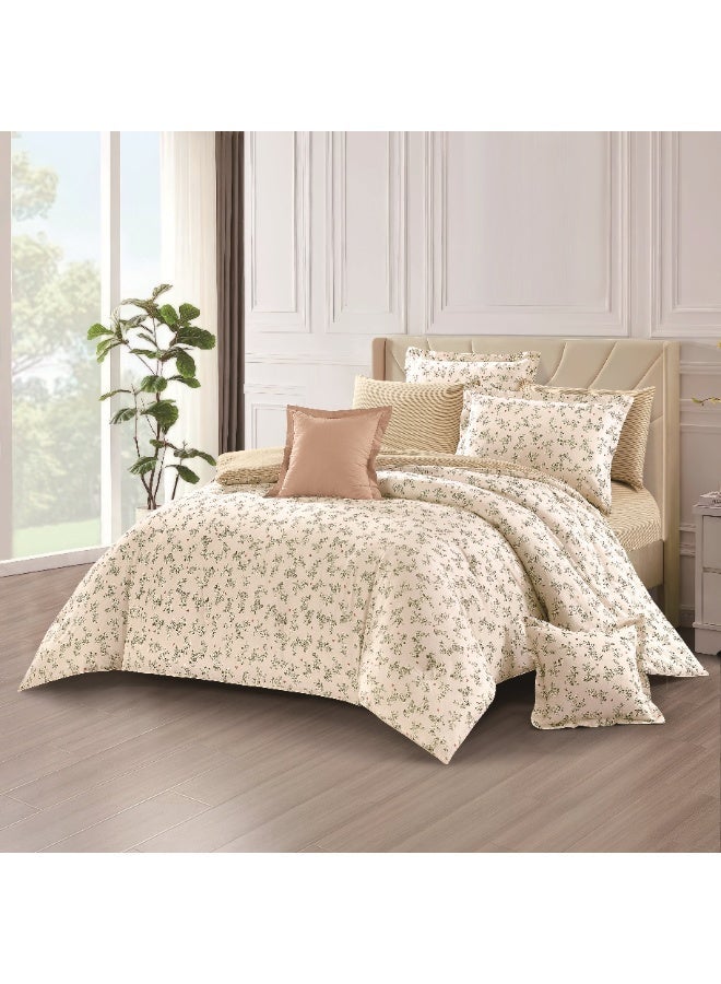 LEVORE 8-piece bedspread set, 100% soft cotton, floral pattern, double-sided, summer style, with filling and fastener, suitable for a 200x200 bed. - Image 3