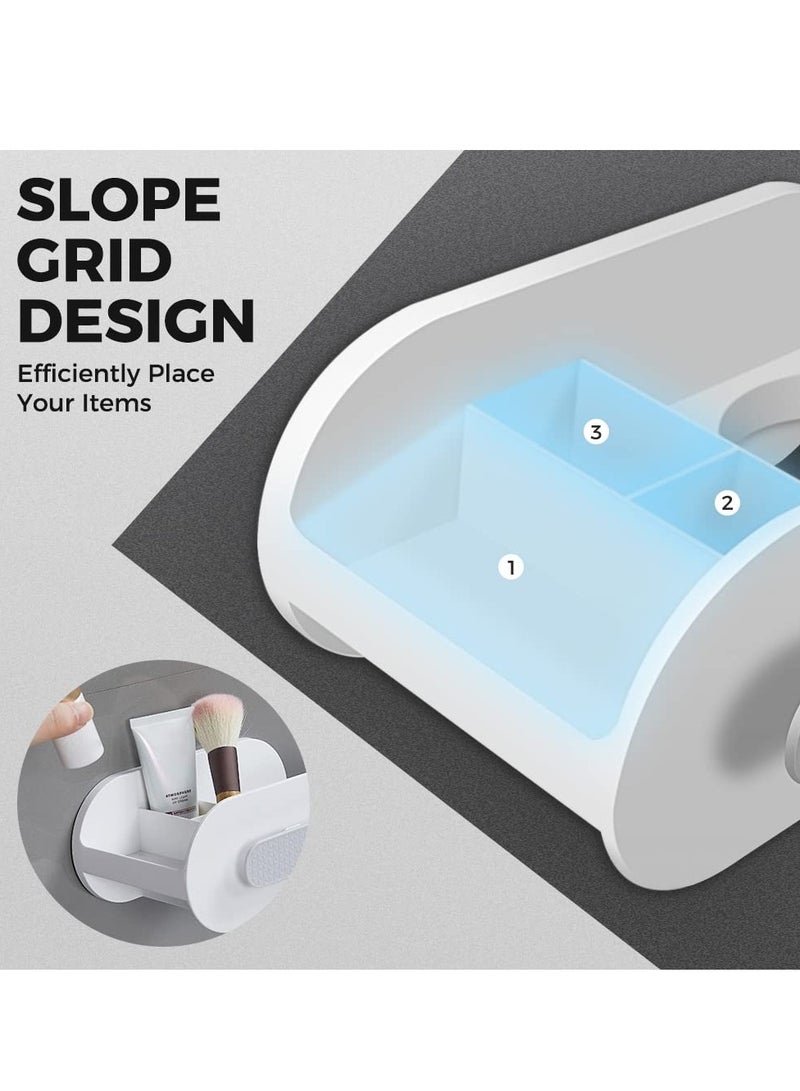 Excefore Hair Dryer Holder, Bathroom Organization, Hair Tool Organizer Wall Mount, Tray Stand Storage Bathroom Vanity Countertop with 3 Holes, White - Image 2