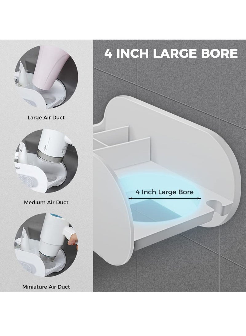 Excefore Hair Dryer Holder, Bathroom Organization, Hair Tool Organizer Wall Mount, Tray Stand Storage Bathroom Vanity Countertop with 3 Holes, White - Image 5