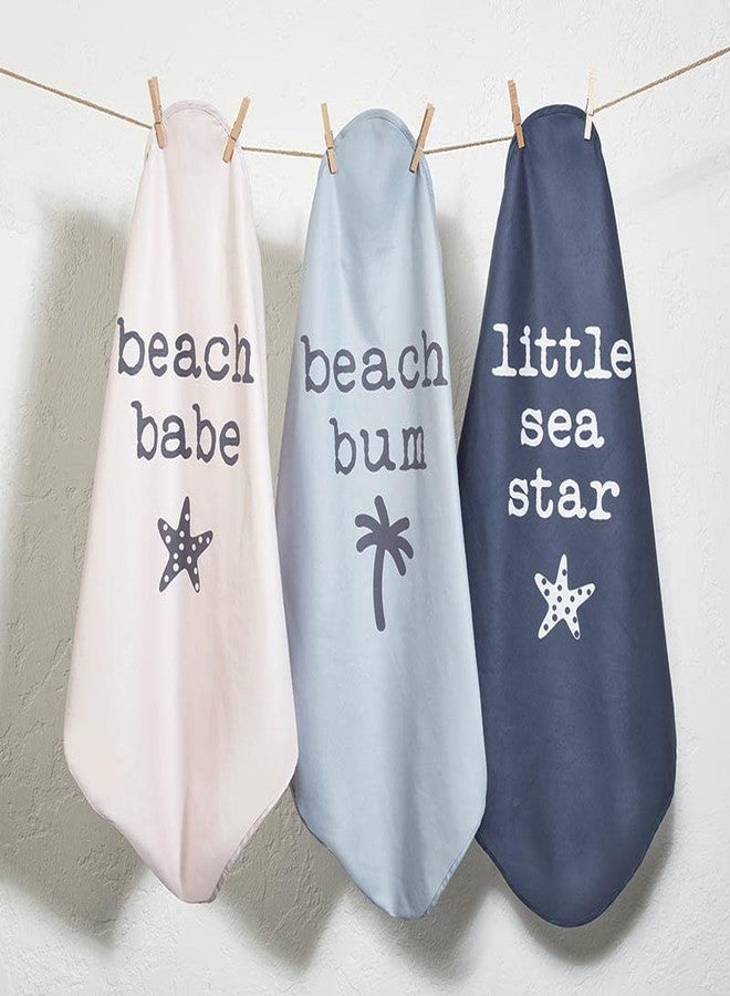 Stephan Baby Towels - Quick Dry Microfiber Infant or Toddler Beach Towel with Hood, 30-Inch Square, Navy - Lil Sea Star - Image 2